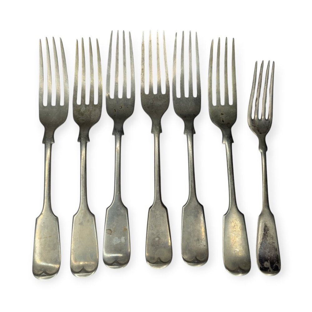 Vintage Deykin & Sons Venetian Silver Forks 6 & 1 Harrison & Howson Alpha Forks